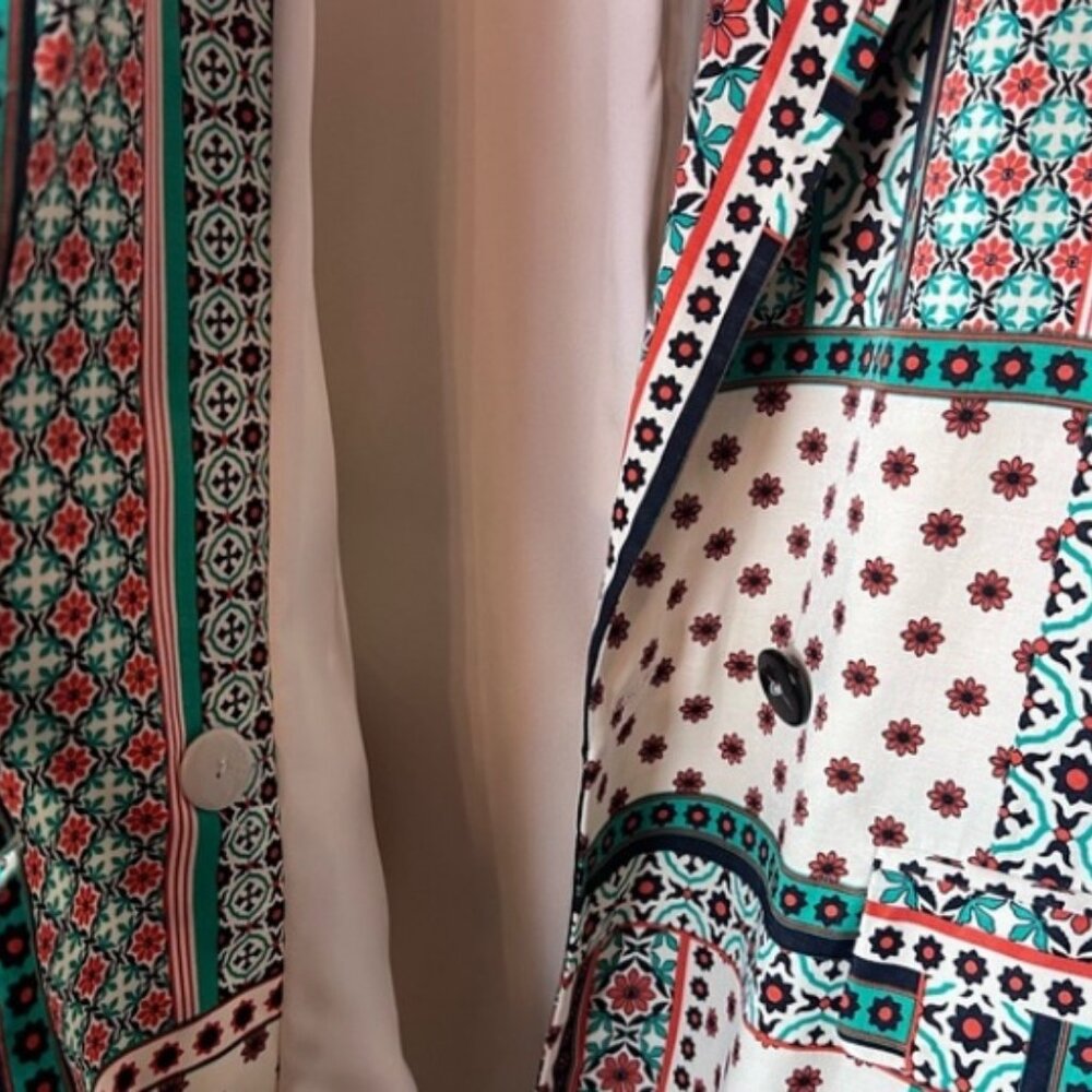 Zara Lightweight Patchwork Mosaic Tile Print Suit, Size Large, EUC - Picture 9 of 12